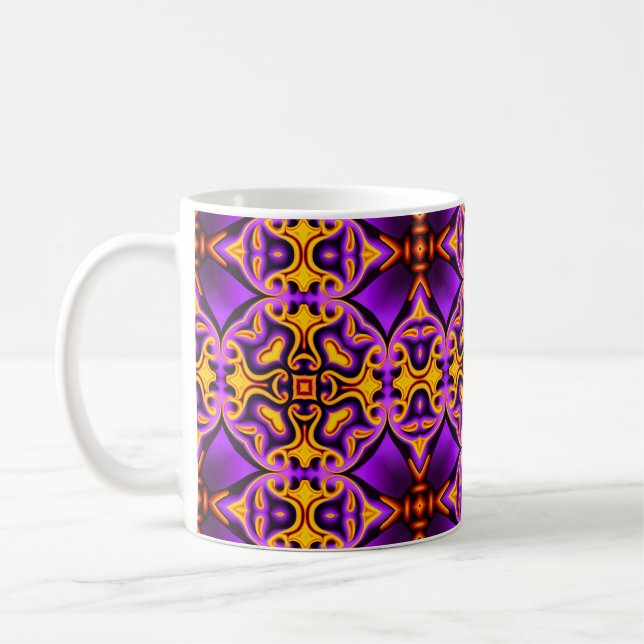Taza De Café Café morado con estampado amarillo (Izquierda)