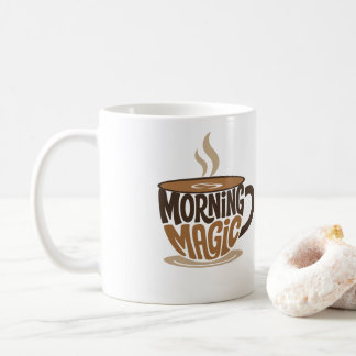Taza De Café Café Morning Magic | Tipografía Divertida de Café