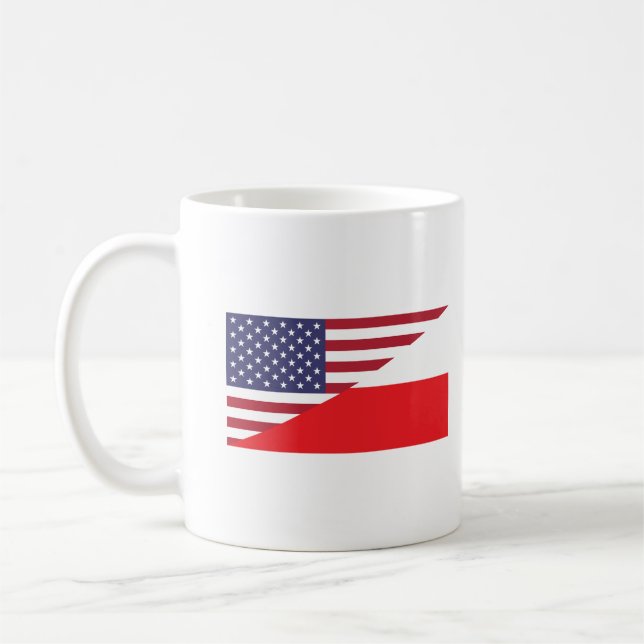 Taza De Café Café Mug con bandera estadounidense polaca (Izquierda)