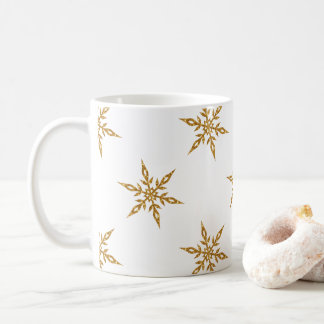 Taza De Café Café Mug con copos de nieve de oro Purpurina