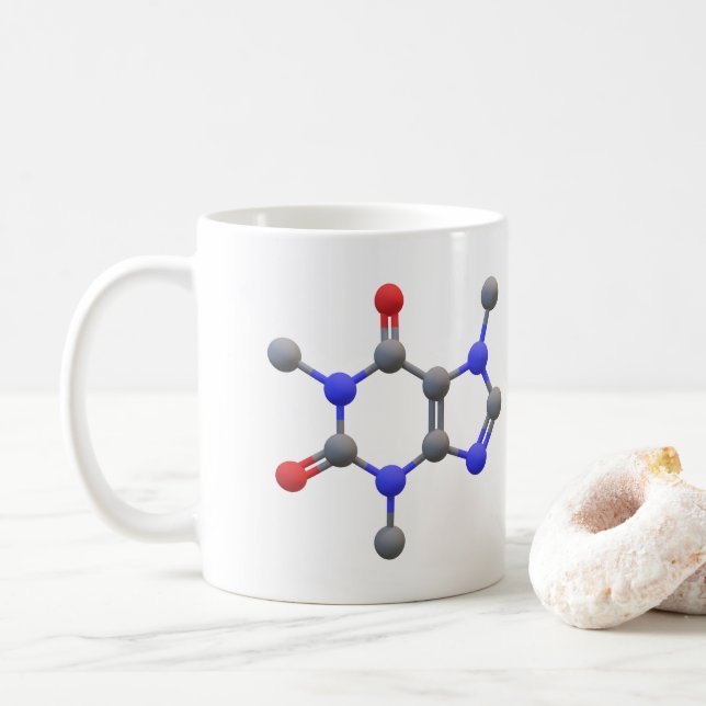 Taza De Café Café Mug con estructura molecular 3D de cafeína (Con donut)