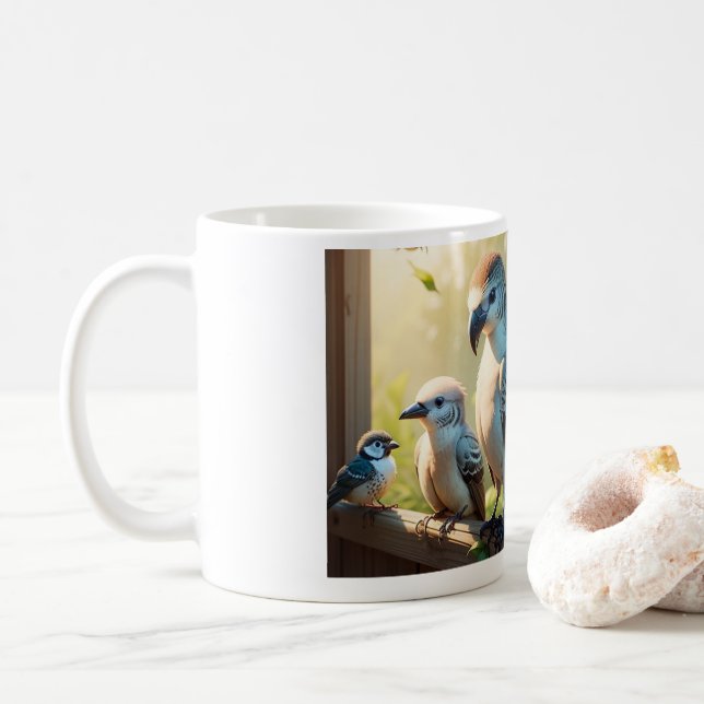 Taza De Café Café Mug con pájaros (Con donut)