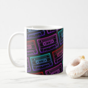 Taza De Café Café Mug Con Patrón De Cassette Neon Multicolor