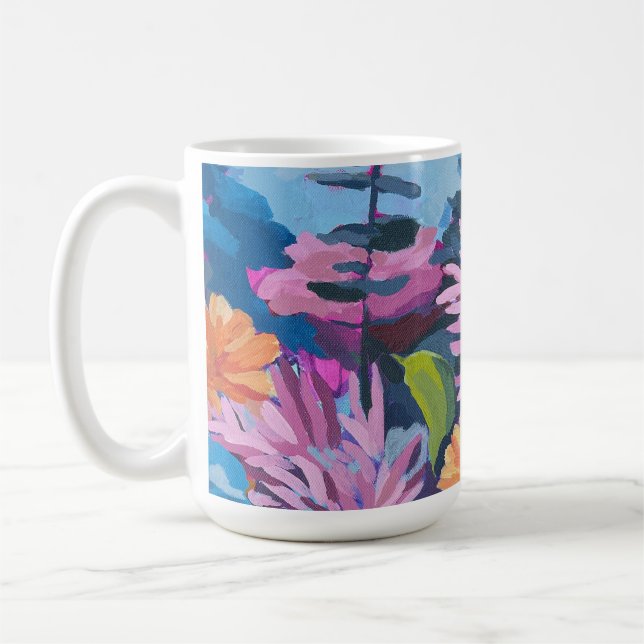 Taza De Café Café Mug con vibrante pintura floral (Izquierda)