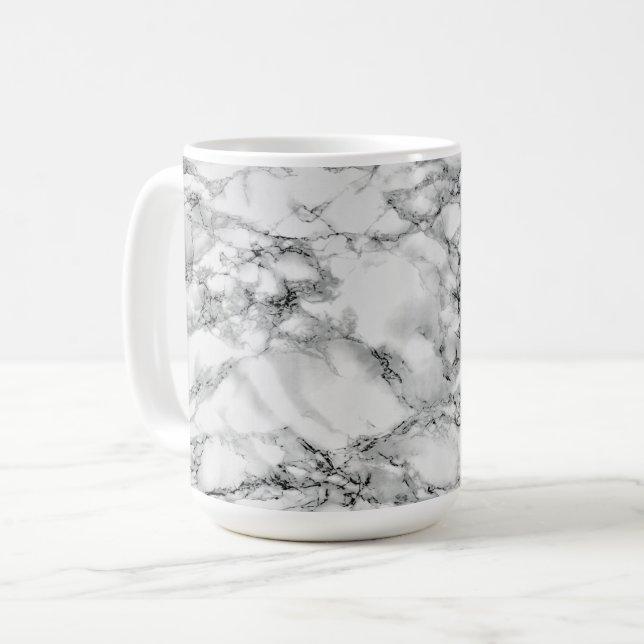 Taza De Café Café Mug de piedra de mármol blanco - moderno (Anverso izquierdo)