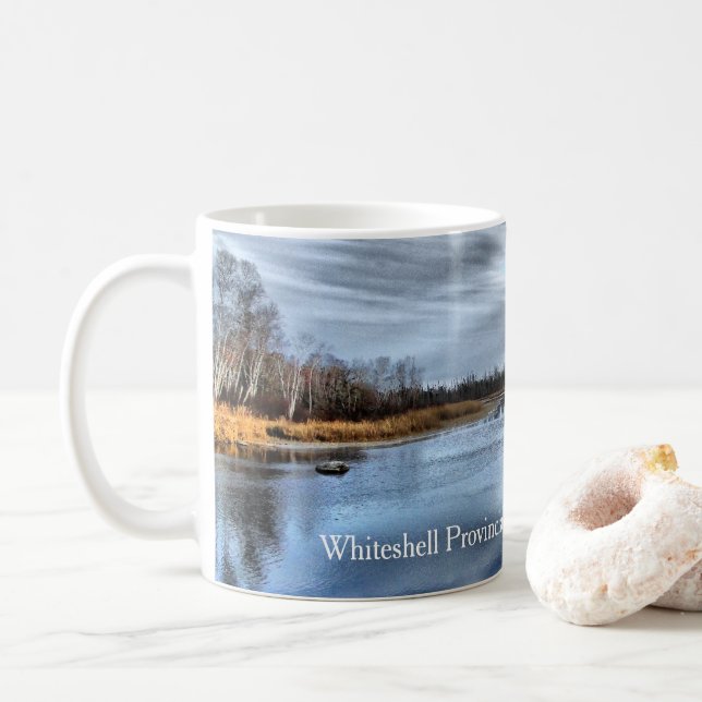 Taza De Café Café Mug del río Whiteshell de otoño (Con donut)
