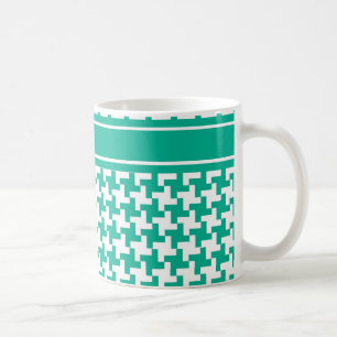 Taza De Café Café Mug, Dogtooth Check verde esmeralda