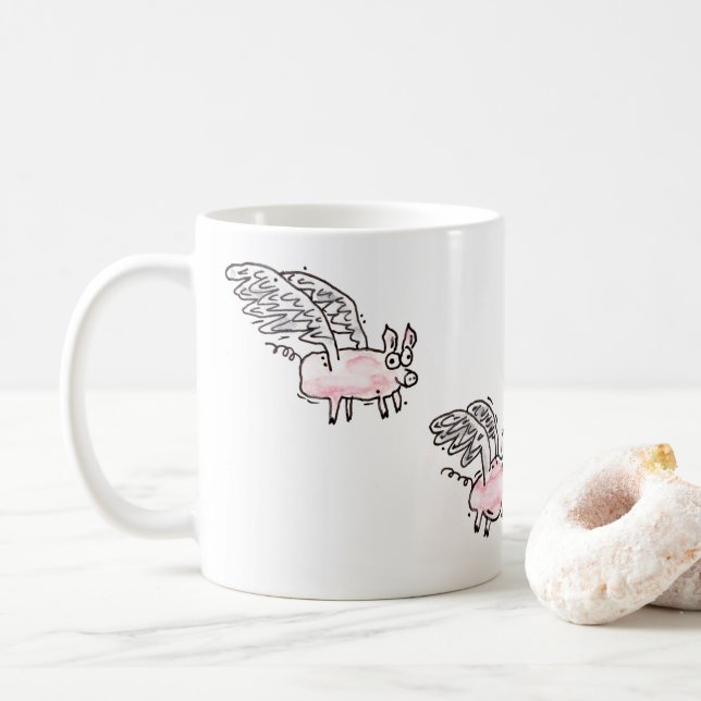 Taza De Café Café Mug "Flying Future Bacon" (Con donut)
