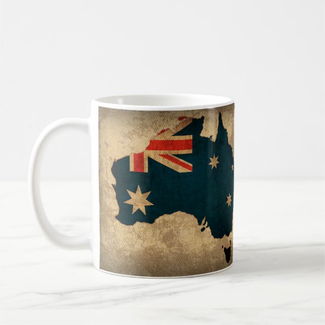 Taza De Café Café Mug - Mapa de Australia con bandera (Izquierda)