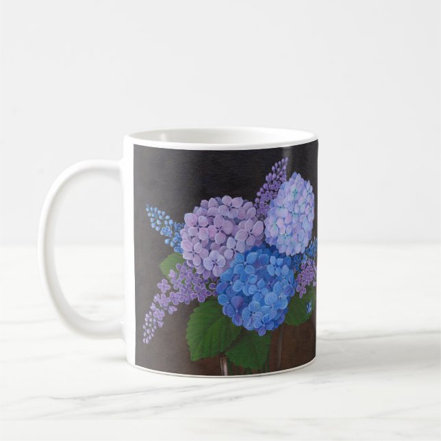 Taza De Café Café Mug - Vase de Hydrangeas (Izquierda)