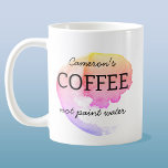 Taza De Café Café No Pintar Agua Humor Artista Personalizado<br><div class="desc">Para cualquier artista o pintor que haya lavado su cepillo en su té o café,  o accidentalmente haya bebido su agua de pintura. ¡Yo también he estado ahí! Humor artístico para levantar una sonrisa. Cambie el nombre a personalizar.</div>