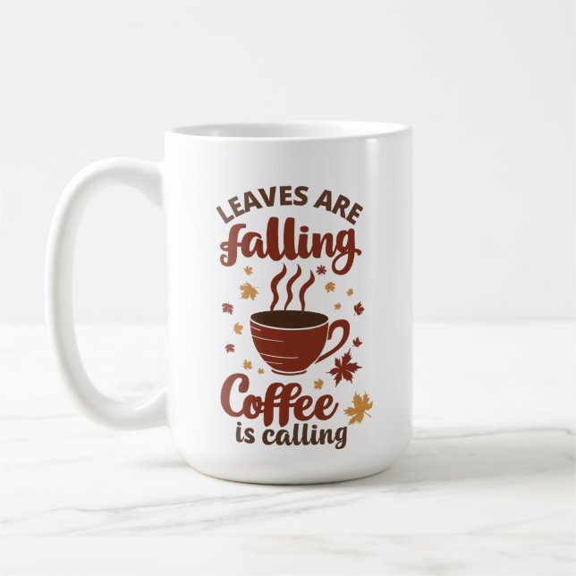 Taza De Café Café Otoñal: Hojas Caídas, Café Llamando (Izquierda)