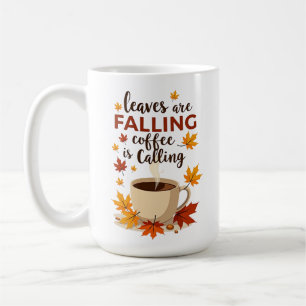 Taza De Café Café Otoñal: Hojas Caídas y Café que Llama