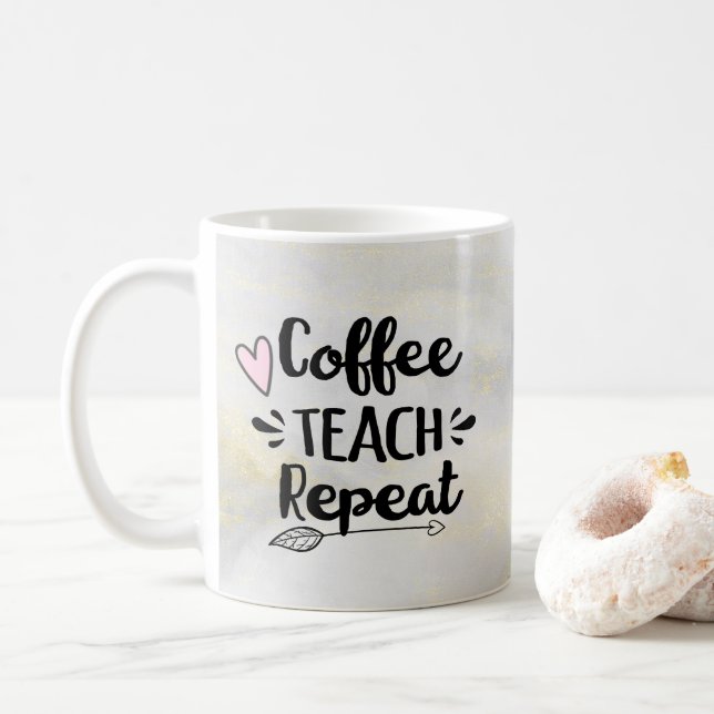 Taza De Café Café para Maestros Enseñar Repetir Regalo Bonito (Con donut)