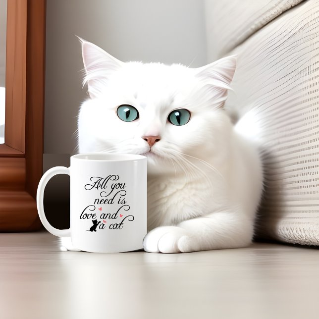 Taza De Café Café para una madre de un gato con una cita linda (gift for her cat mom birthday gift idea best gift idea print on demand pod)