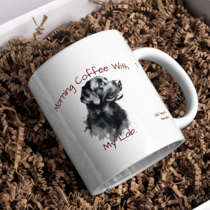 Taza De Café Café/PERSONALIZACIÓN del Labrador Negro