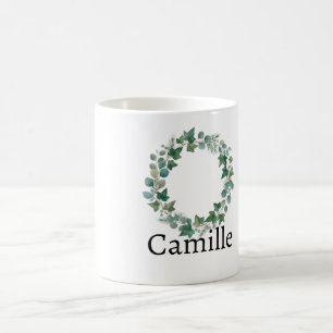 Taza De Café Café Personalizado Botánico de Hiedra Verde Elegan