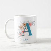 Café personalizado con nombre y alfabeto A