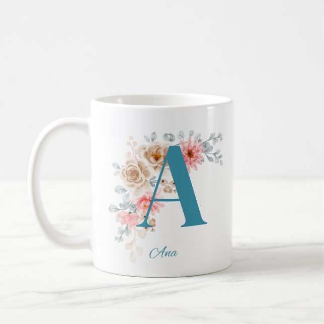 Taza De Café Café personalizado con nombre y alfabeto A (Izquierda)