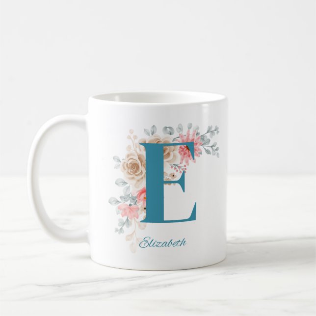 Taza De Café Café personalizado con nombre y alfabeto E (Izquierda)