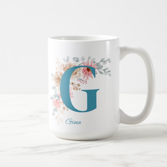 Taza De Café Café personalizado con nombre y alfabeto G (Derecha)