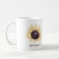 Café personalizado de girasol amarillo y marrón