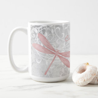 Taza De Café Café personalizado de la libélula rosa