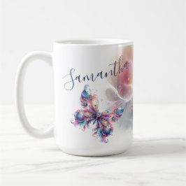 Taza De Café Café personalizado de mariposa colorida
