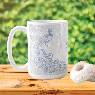 Taza De Café Café personalizado de pavo real azul claro