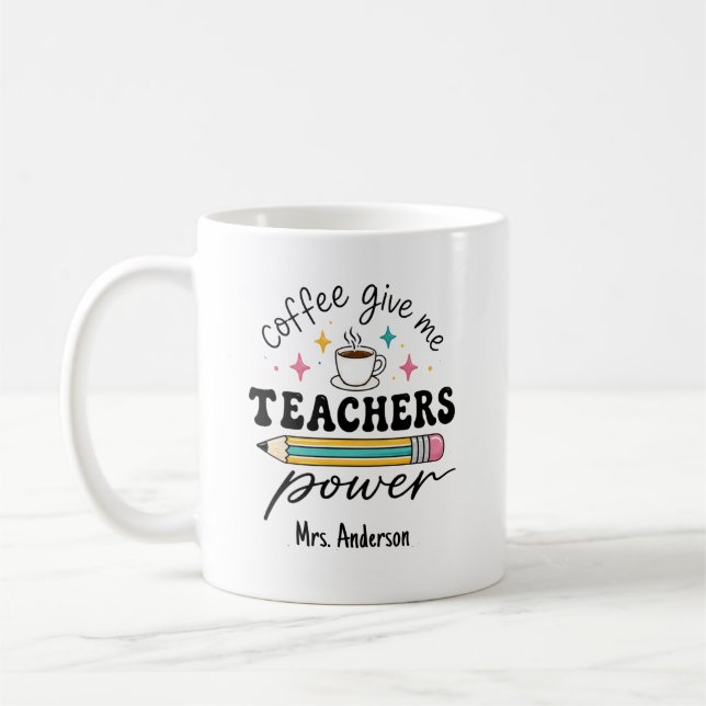 Taza De Café Café Personalizado Me Da Poder a los Maestros (Izquierda)