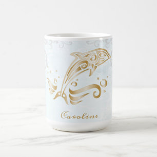 Taza De Café Café personalizado para delfines de oro