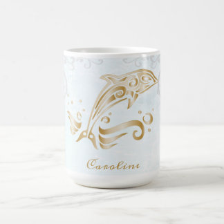 Taza De Café Café personalizado para delfines de oro
