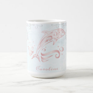 Taza De Café Café personalizado para delfines rosados