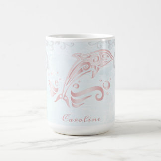 Taza De Café Café personalizado para delfines rosados