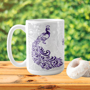 Taza De Café Café personalizado púrpura de pavo real