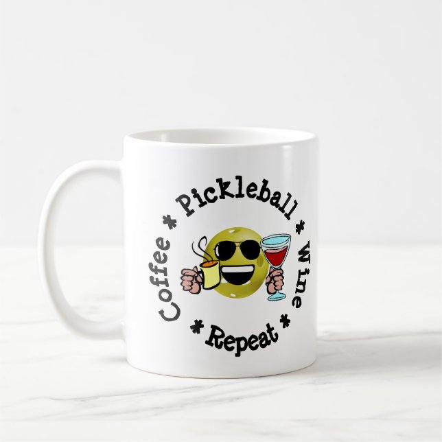 Taza De Café Café, Pickleball, Vino, repite adicto al pellebol (Izquierda)