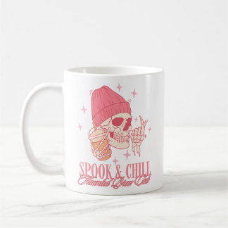 Taza De Café Café Pink Skull Spook & Chill Haunted Brew Club 