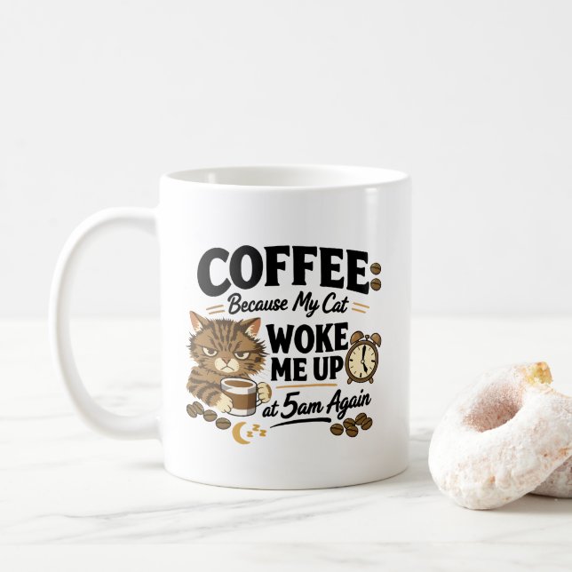 Taza De Café Café Porque el Gato Me Despertó (Con donut)