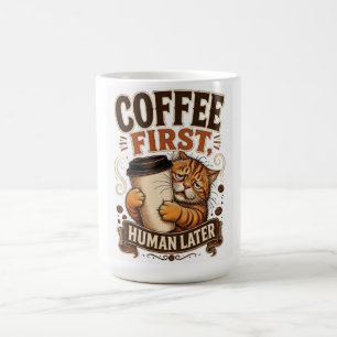 Taza De Café Café Primero Humano Después – Gato Soñoliento
