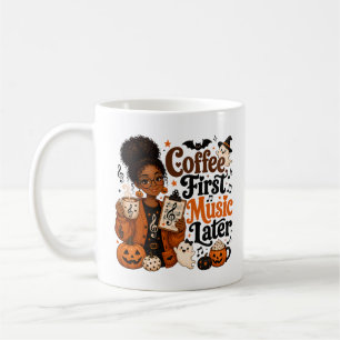Taza De Café Café Primero Música Después Halloween