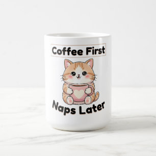 Taza De Café Café Primero Siestas Después Gato Lindo Kawaii C