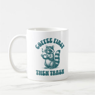 Taza De Café Café Primero Y Después Trash Cute Raccoon Café Lov