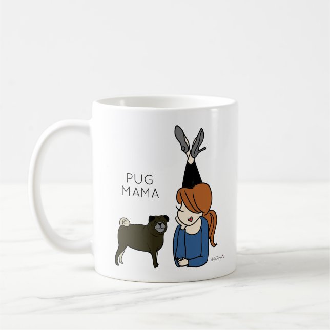 Taza De Café Café Pug Mama Mug Personalizado (Izquierda)