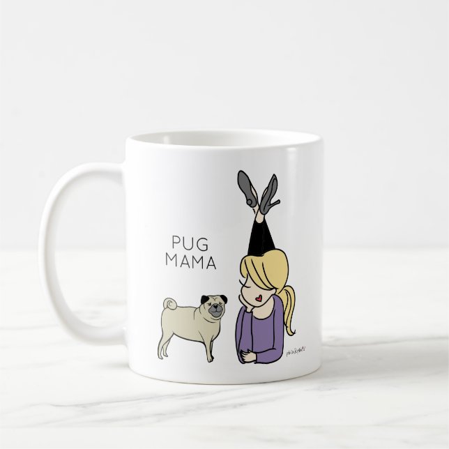 Taza De Café Café Pug Mama Mug Personalizado (Izquierda)
