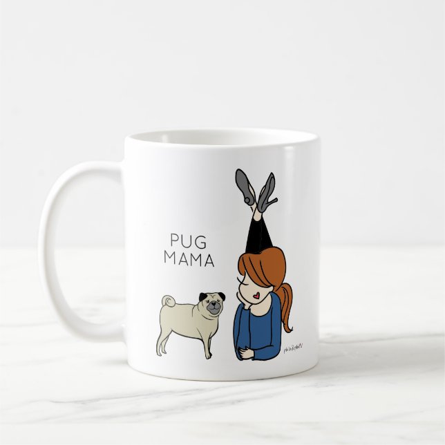 Taza De Café Café Pug Mama Mug Personalizado (Izquierda)