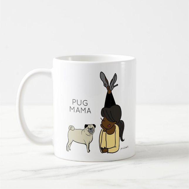 Taza De Café Café Pug Mama Mug Personalizado (Izquierda)
