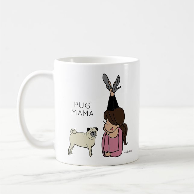 Taza De Café Café Pug Mama Mug Personalizado (Izquierda)