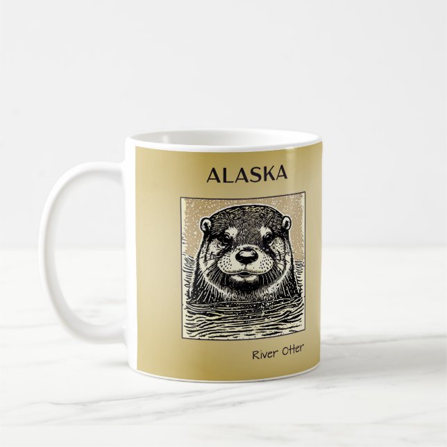 Taza De Café Café retrato del río Alaska Mug-Tan (Izquierda)
