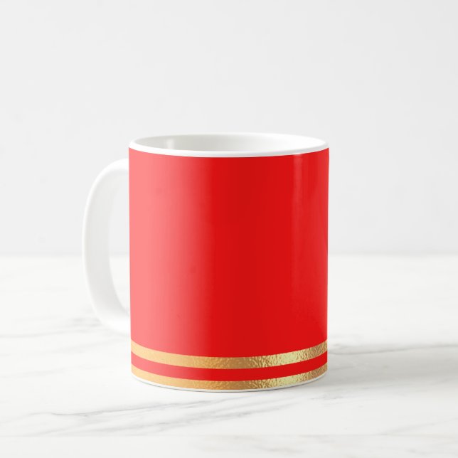 Taza De Café Café Rojo y Dorado (Anverso izquierdo)