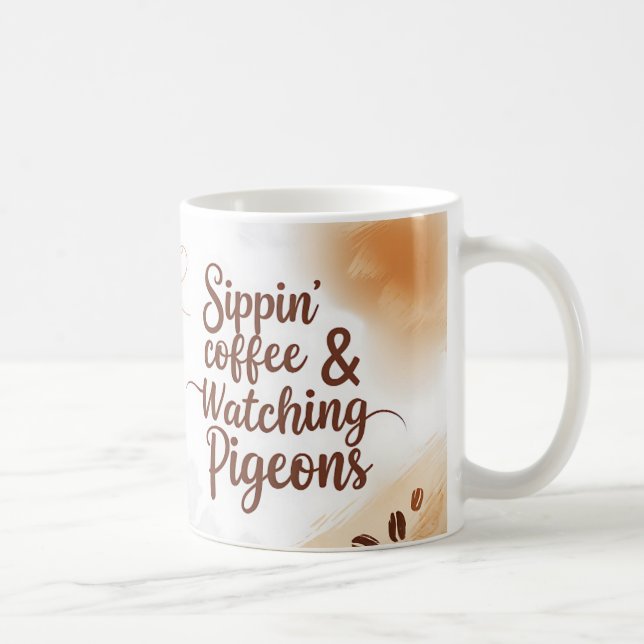 Taza De Café Café Sippin y observar el tazón de pichón (Derecha)